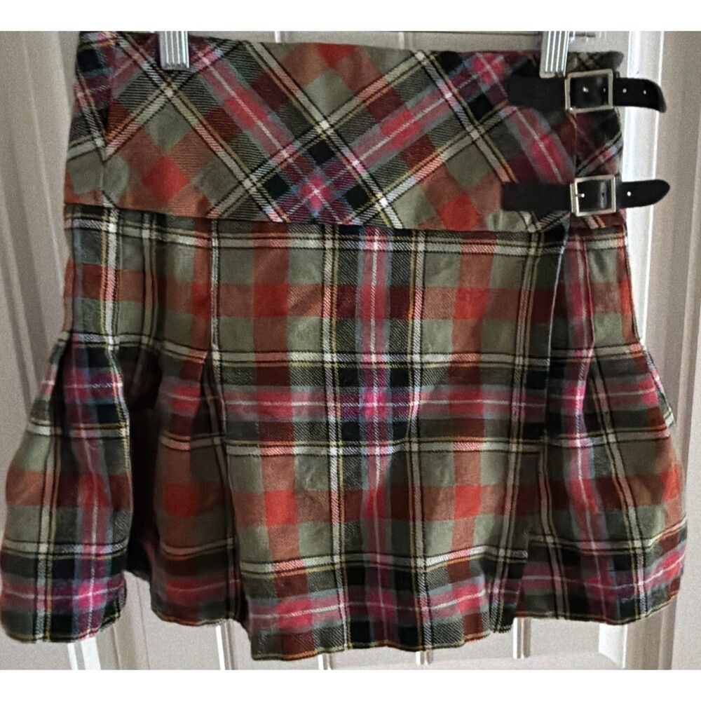 Vtg John Morrison Kilt Skirt Red Plaid Tartan Wool Pleated Sz 10 Academia